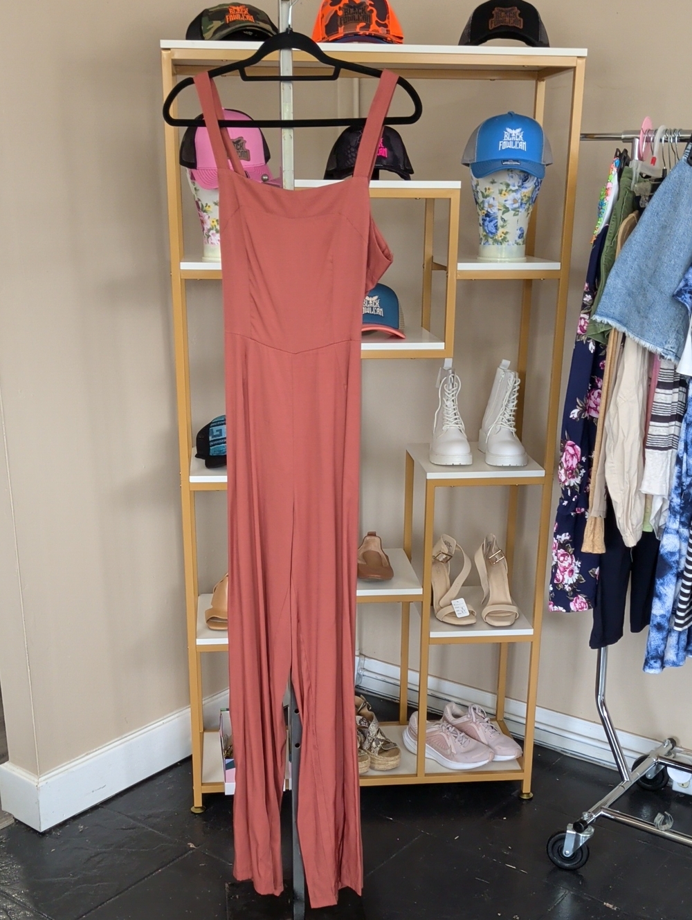 Rust Orange Sleeveless Maxi Jumpsuit